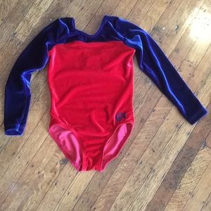 Velvet gymnastics leotard.